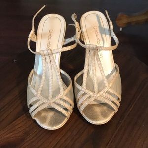 Caparros champagne colored sparkly pump